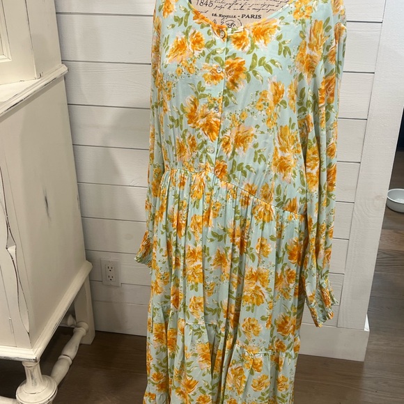 Roolee Dresses & Skirts - Roolee Floral Patterned Dress with Orange and Green Accents